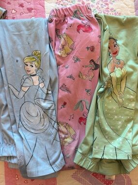 Disney Princess Kids Pajama Bottoms - Blue, Pink, Green